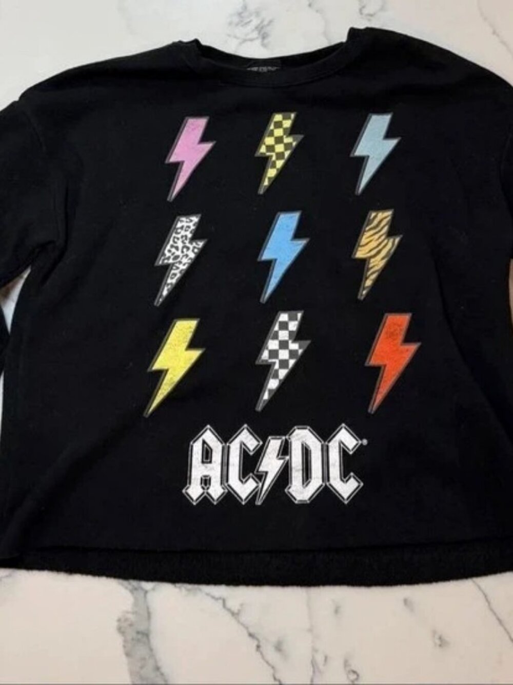 AC/DC Black Lightning Bolt Graphic Sweatshirt Womens XL
